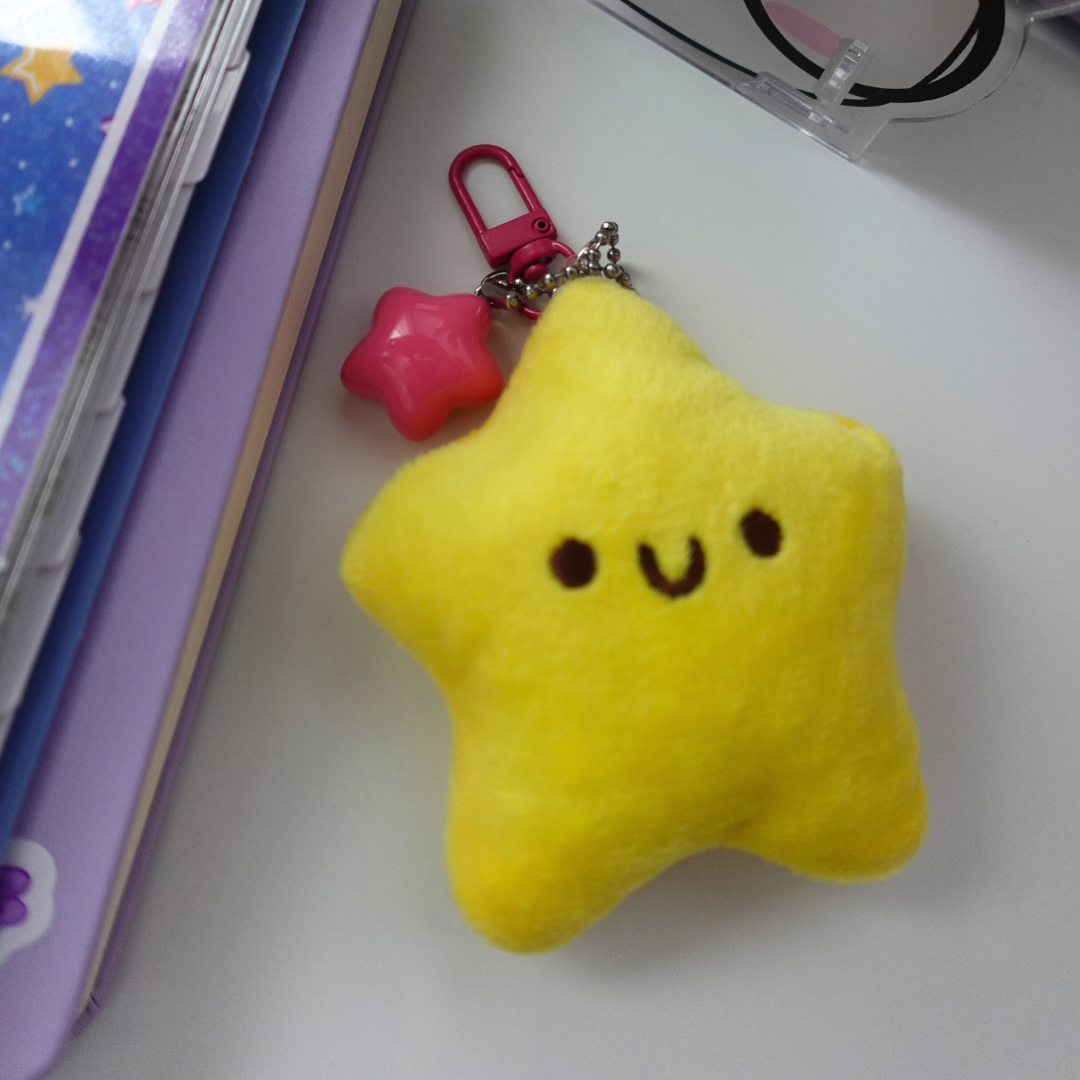 Yellow Smiley Star Plush Charm