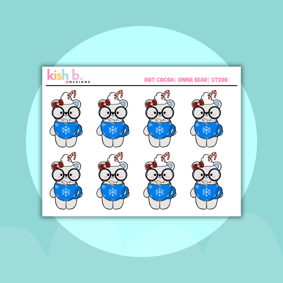 Hot Cocoa Emma Bear | Sticker Sheet