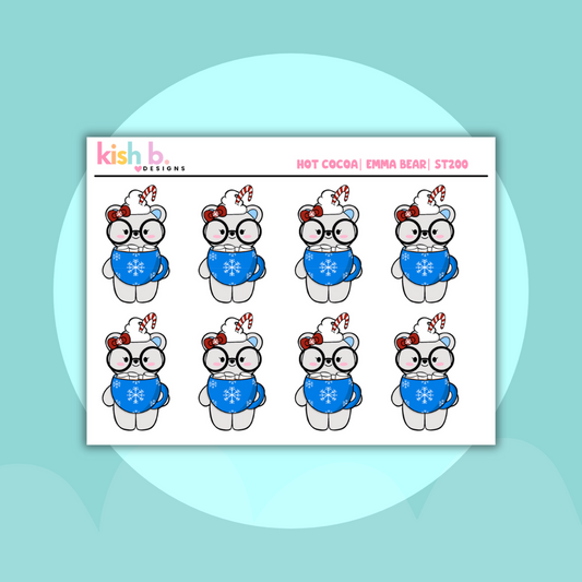 Hot Cocoa Emma Bear | Sticker Sheet