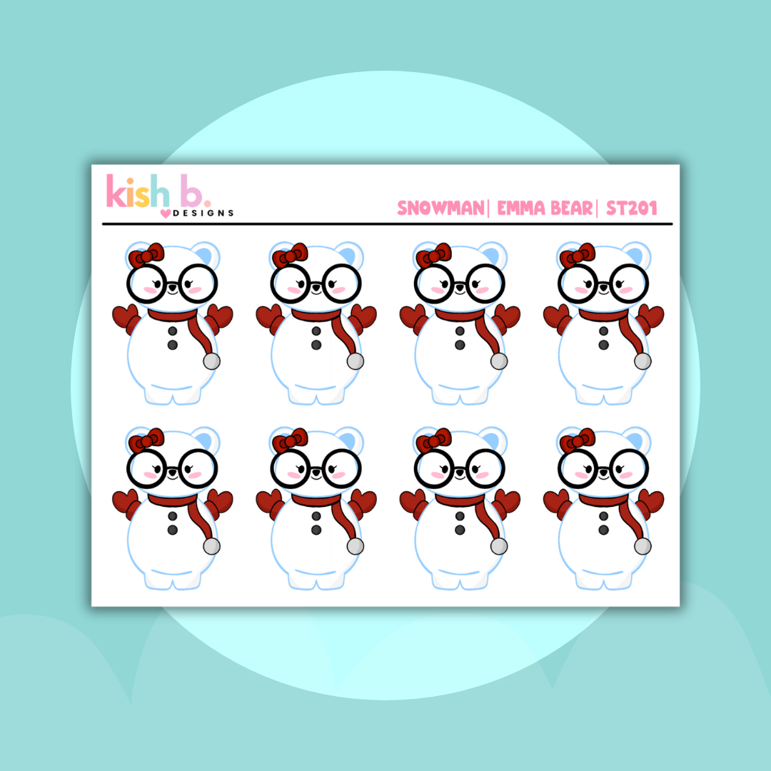 Snowman | Emma Bear | Sticker Sheet