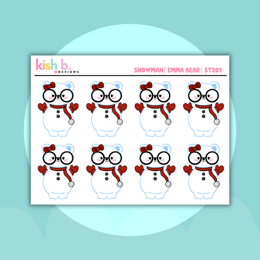 Snowman | Emma Bear | Sticker Sheet