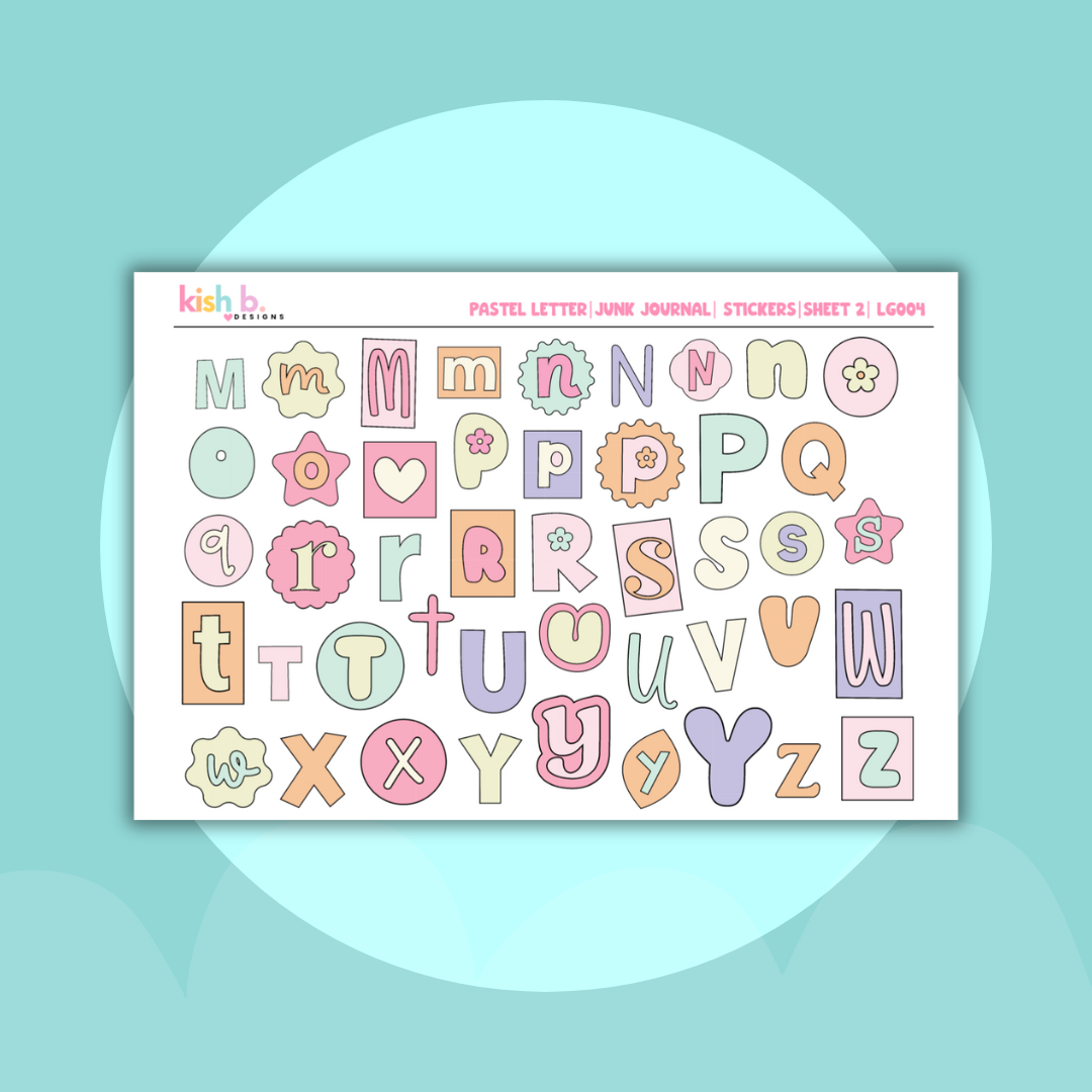 Pastel Letters | Journal Stickers