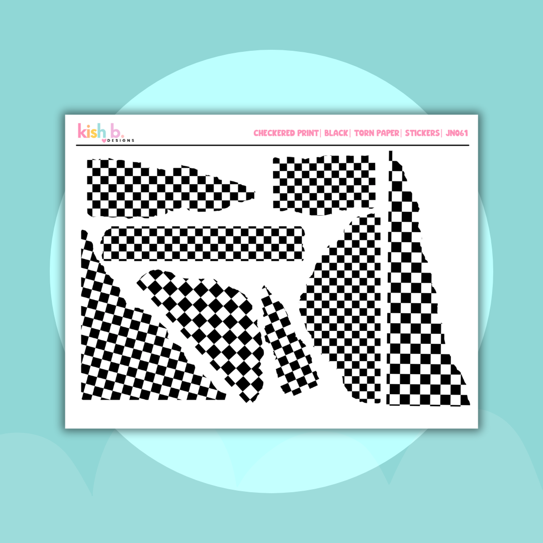 Checkered Print  | Torn Paper|  Stickers