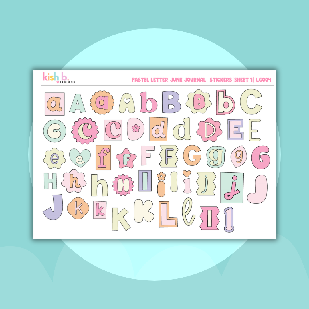 Pastel Letters | Journal Stickers