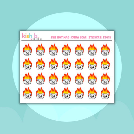 Fire Hot Mad| Emma Bear| Emoti| Stickers