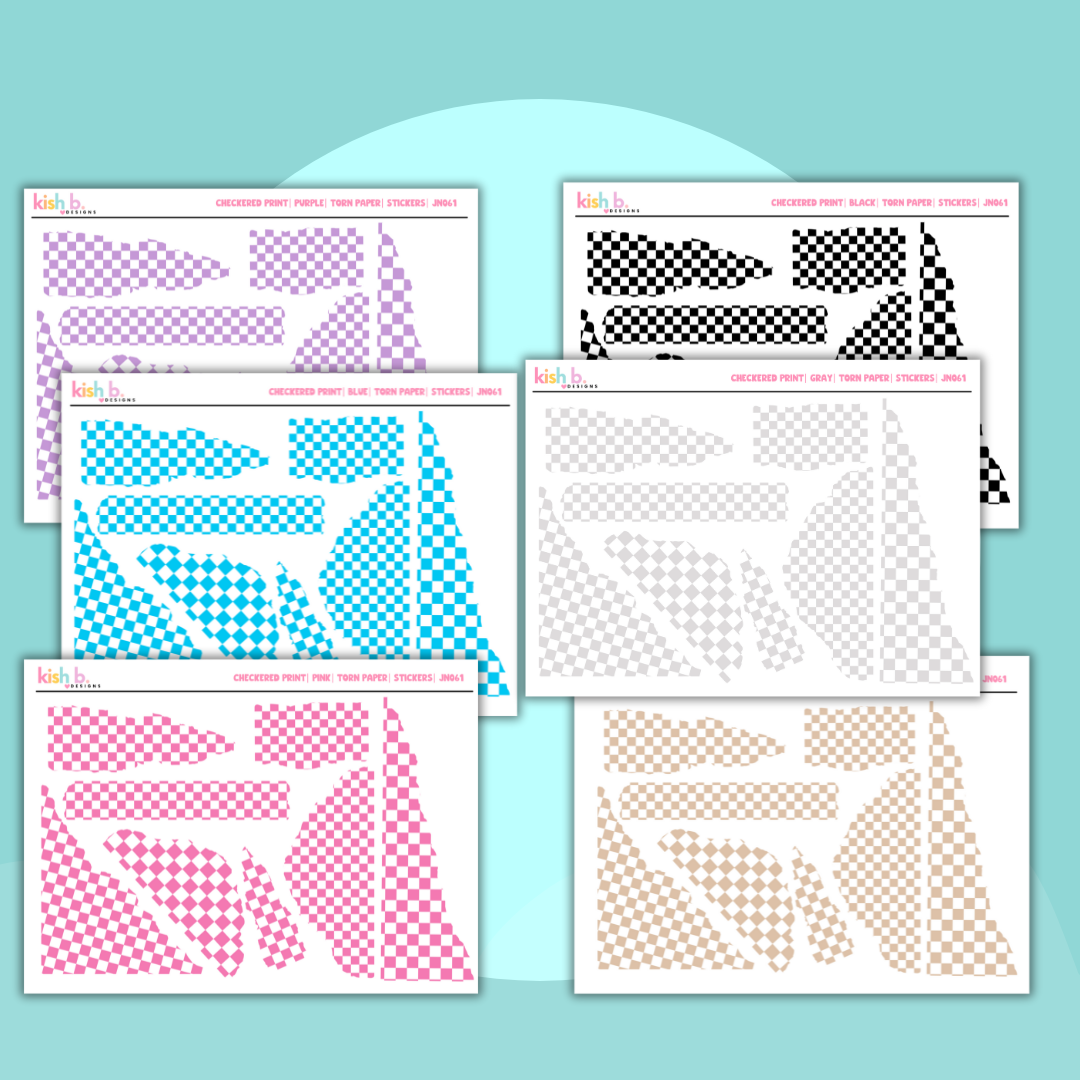 Checkered Print  | Torn Paper|  Stickers