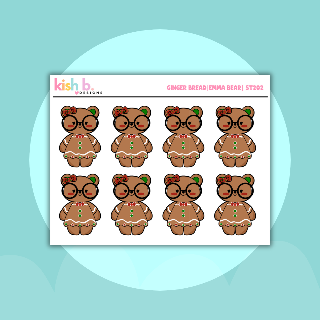 Gingerbread | Emma Bear | Sticker Sheet