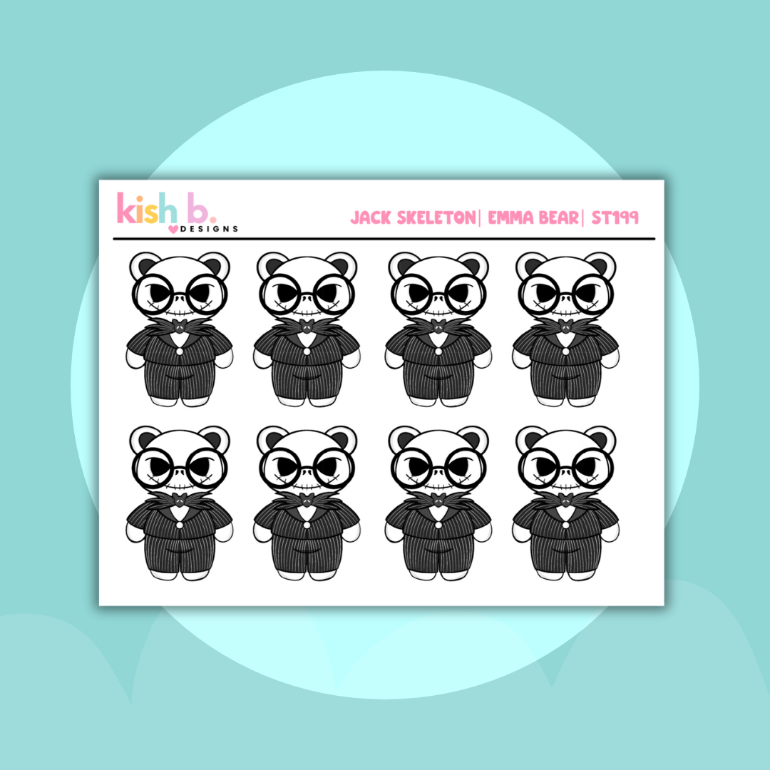 Jack Skeleton| Emma Bear | Sticker Sheet