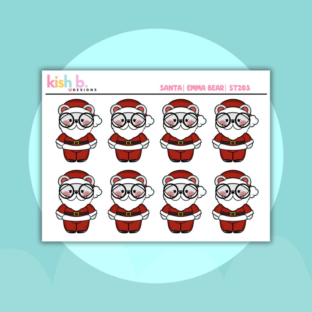 Santa |Emma Bear | Sticker Sheet