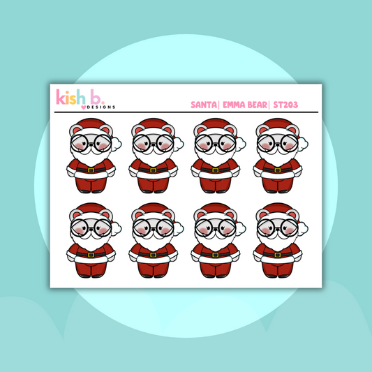 Santa |Emma Bear | Sticker Sheet