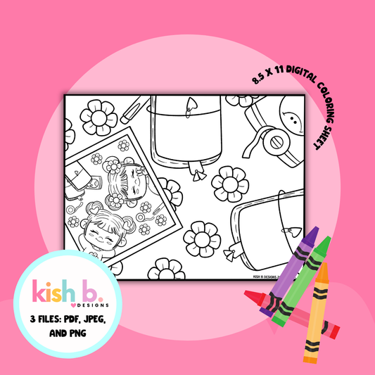 Planner Friends| Printable Coloring Sheet| Digital Download