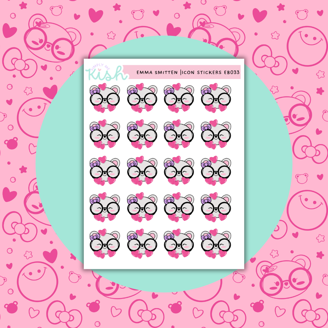 Smitten| Emma Bear| Emoti| Sticker Sheet