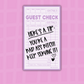 Guest Check: Here's a Tip| Sticker Die Cut