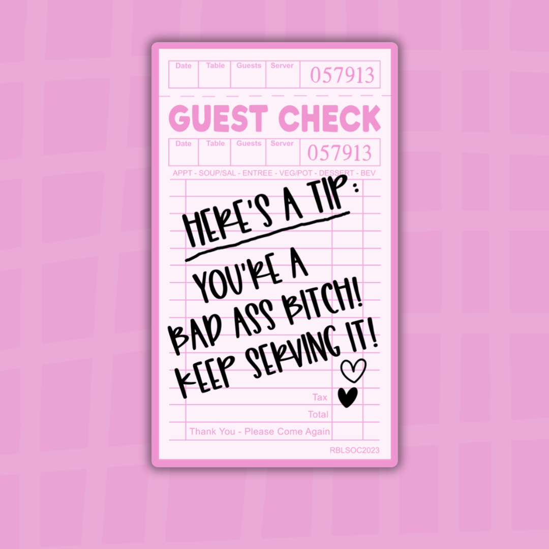 Guest Check: Here's a Tip| Sticker Die Cut