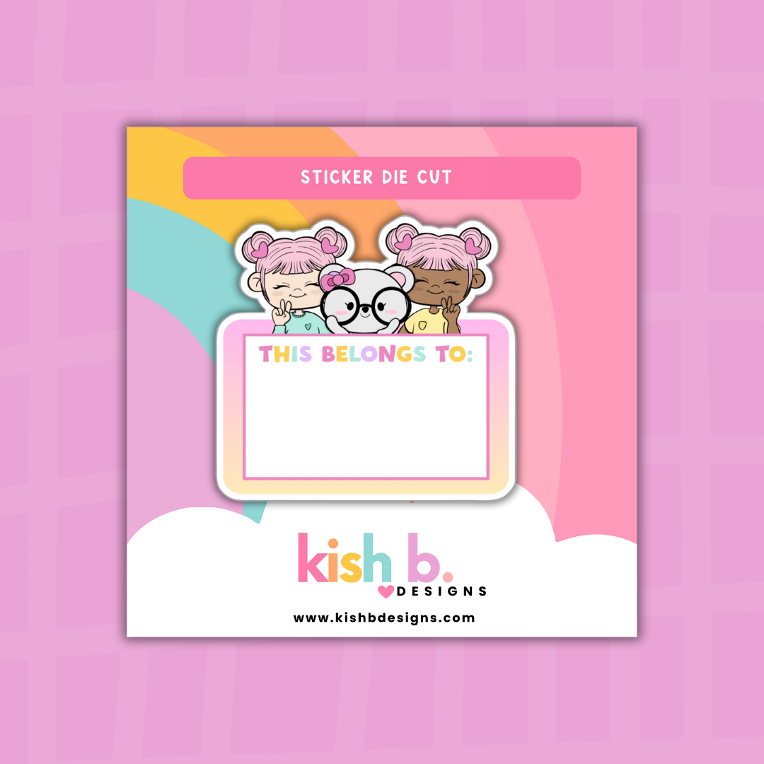 This Belongs To|Kenny & Emma Bear|  Sticker Die Cut