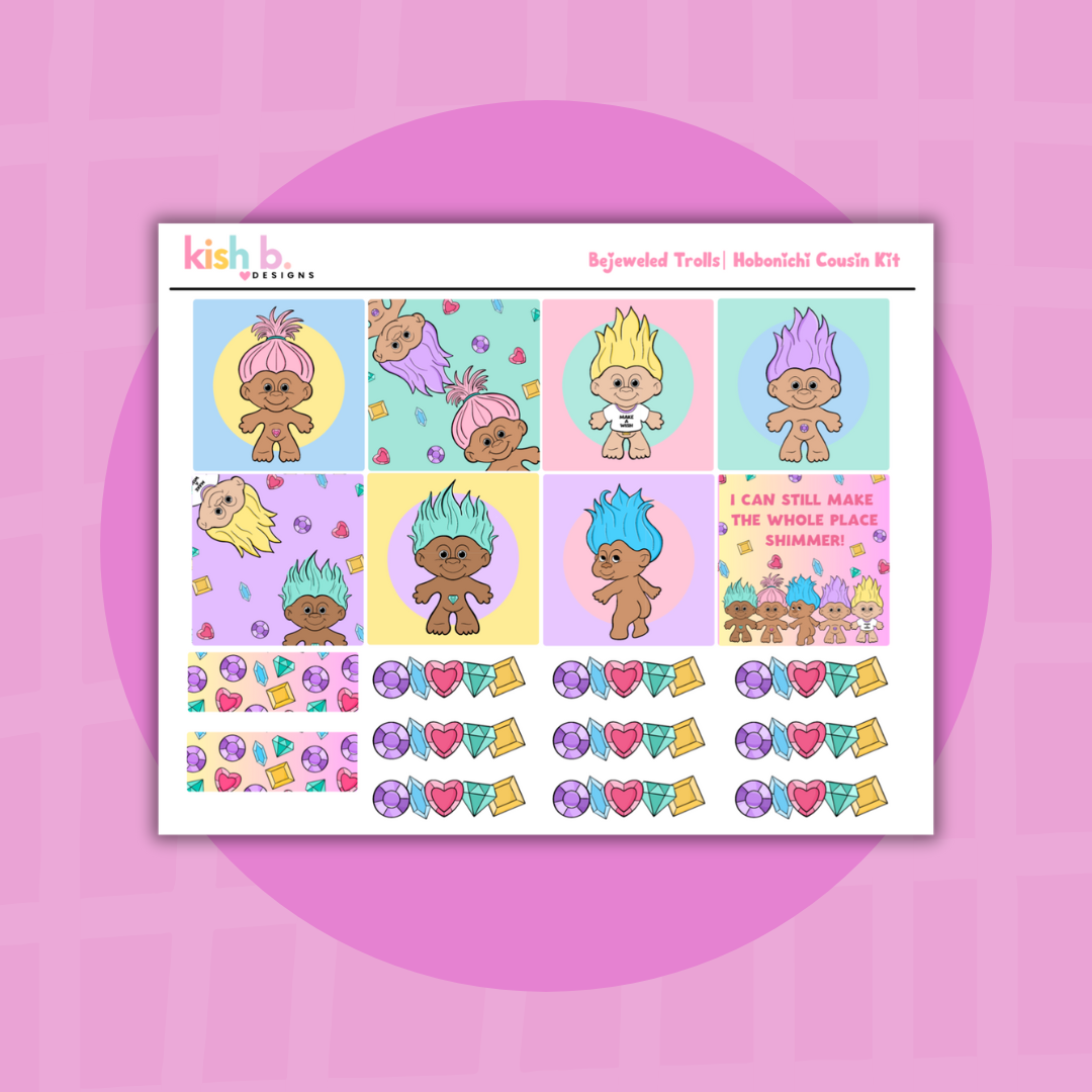 Bejeweled Trolls| Hobonichi Cousin| Planner Kit