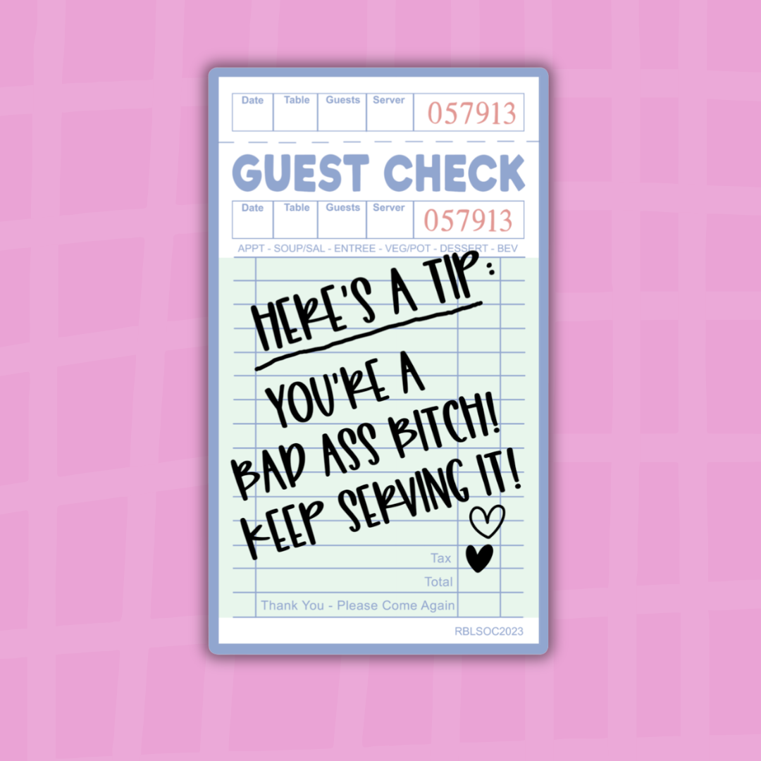 Guest Check: Here's a Tip| Sticker Die Cut