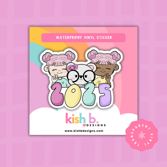 2025| Kenny & Emma Bear| Clear Waterproof Vinyl |Sticker