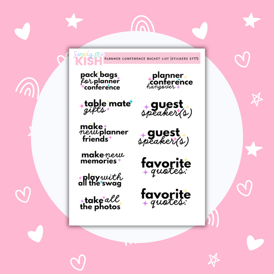 Planner Conference Bucketlist| Stickers