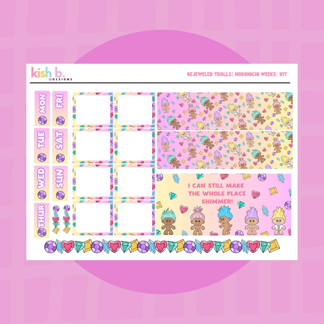 Bejeweled Trolls |  Hobonichi Weeks | Planner Kit