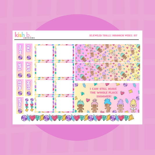 Bejeweled Trolls |  Hobonichi Weeks | Planner Kit