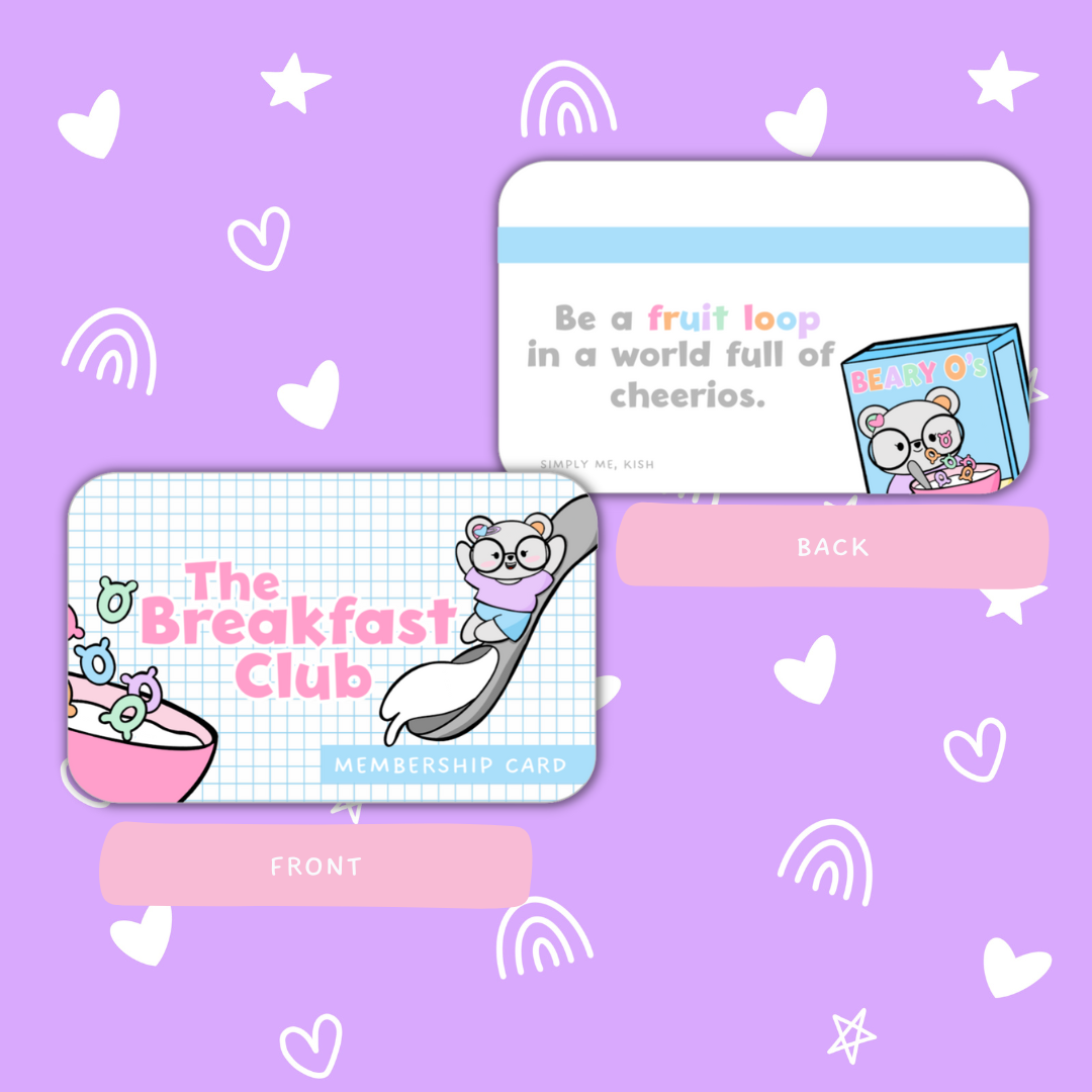 The Breakfast Club| Membership Card | Metal Book Card | Washi Card