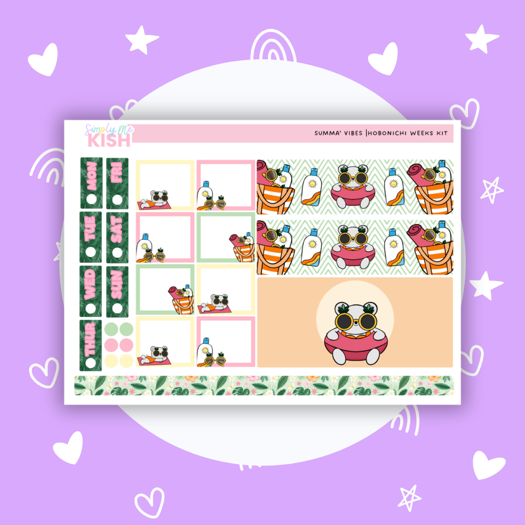 Summa' Vibes |  Hobonichi Weeks | Sticker Kit